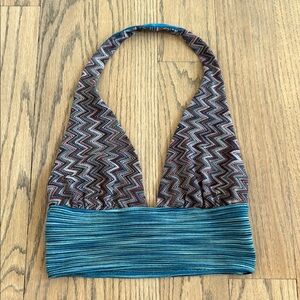 Urban Outfitters Multicolor ZigZag Patterned Halter Top Size Small